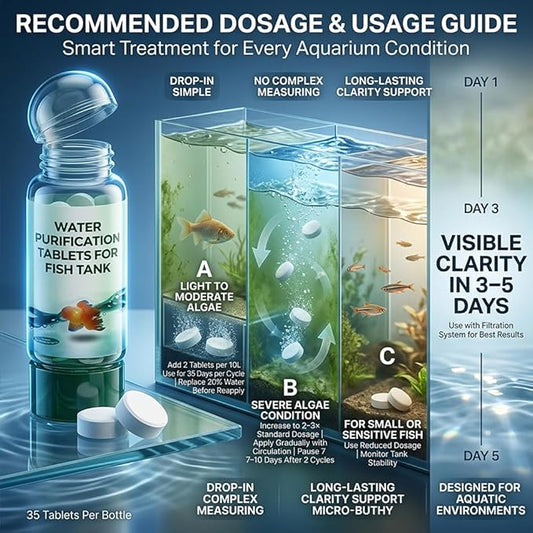 Powerful Aquarium Water Purification Tablet, Water Purification Tablets for Fish Tank, Efficient Clear Turbidity & Improve Water Quality, New Year's Gift for Aquarium Enthusiasts (5pcs)