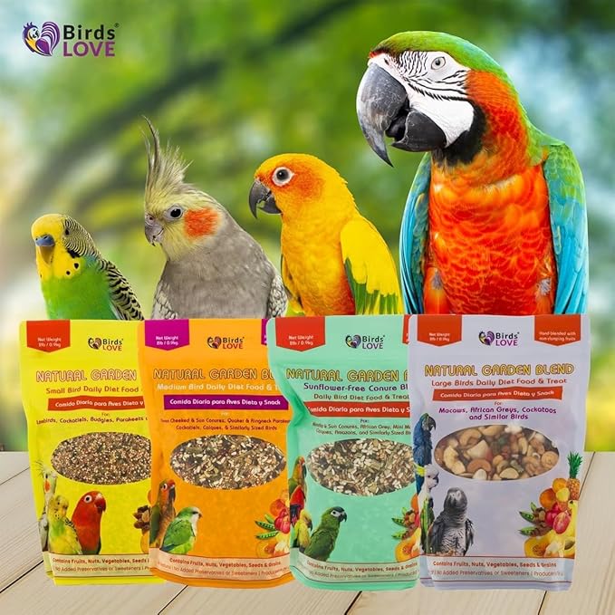 Birds LOVE All Natural Garden Blend Bird Food for Conures - Sunflower Free 4lb