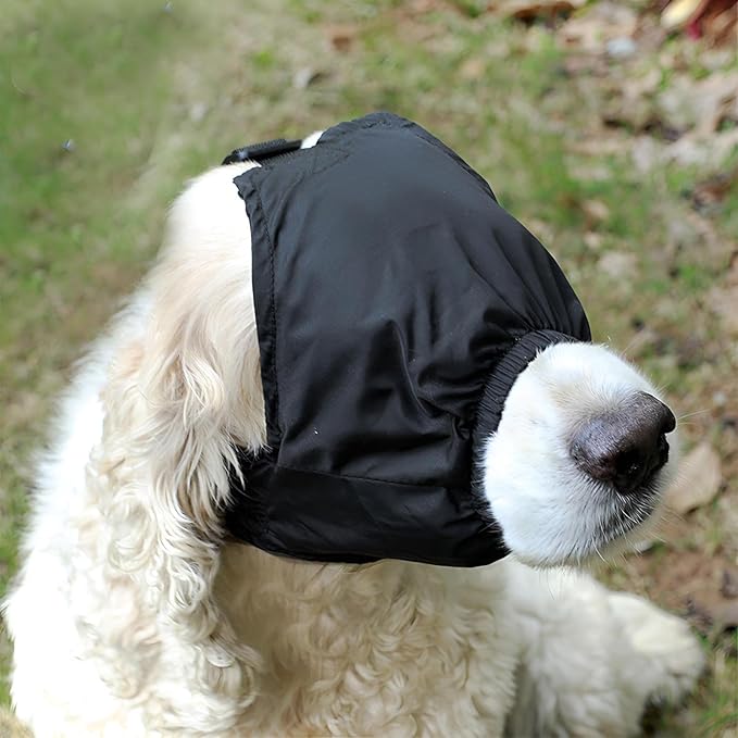 NACOCO Dog Calming Cap Eye Mask Nylon Shading Pet Anxiety Mask Muzzle for Grooming Anti Car Sickness (Black,M)