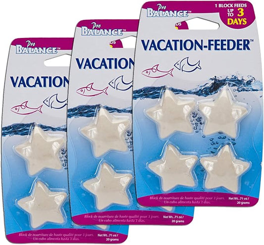 Penn-Plax Pro Balance Vacation Fish Feeder – Slow Release Food That’s Great for Weekend Vacays: 1 Block Feeds up to 3 Days – 12 Starfish Shaped Blocks (3 Packages)