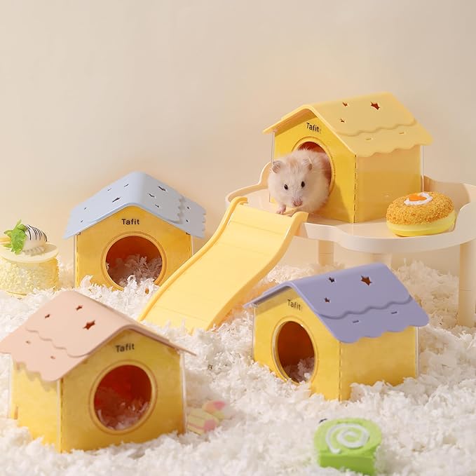 Hamster Play Color Plastic Platform Waterproof for Exercise Wheel Food Bowl Water Bottle and Other Cage Accessories (Cream White, 6.3" Height)