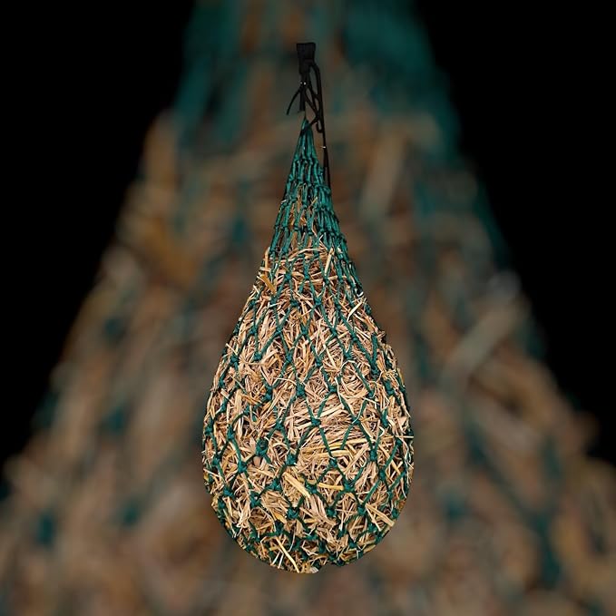 Majestic Ally 2 pcs Slow Feed 42” Hay Net for Horses, Strong Small 2x2” Holes, Nylon Rope Hanging, Adjustable Travel Feeder for Trailer and Stall, Simulates Grazing, Reduce Waste