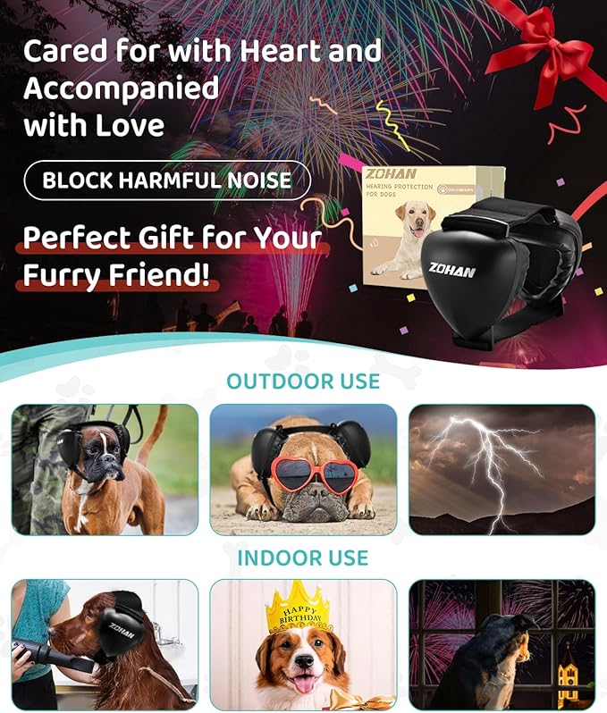 ZOHAN DG02 Upgraded Dog Ear Muffs Noise Protection - Dog Headphones Noise Cancelling with No Plastic for Fireworks, Thunder