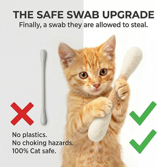 Glaciart One MINI Swabs Cat Toys with Catnip - 6 Pk | Durable for Chew, Cute Cat Toys Interactive Kitty for Boredom, Exercise, & Play | Filled w/Organic Catnip for Anxiety & as Digestive Aid