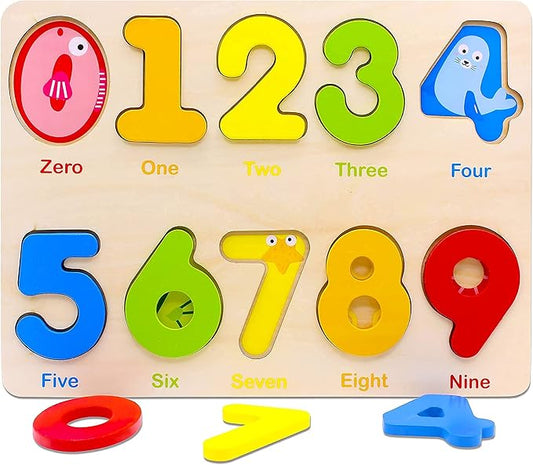 Aile Wooden Preschool Learning Number Puzzles Toys for Kids Age 2-4, Educational Toys.