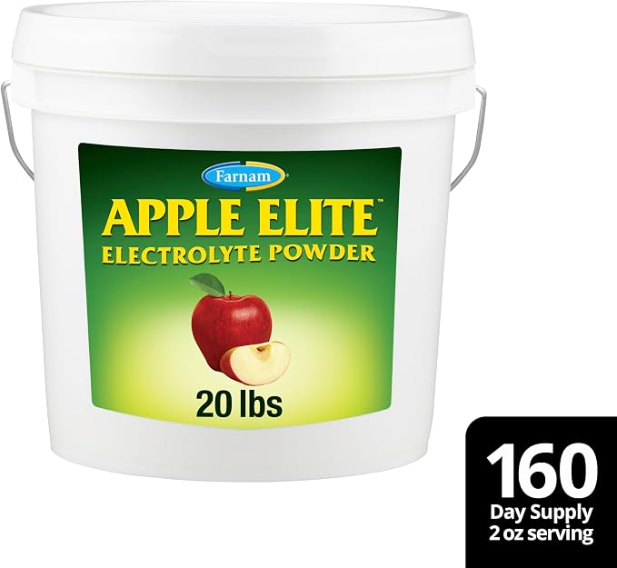 Farnam Apple Elite Horse Electrolytes Powder Supplement, Replaces Vital Minerals, Encourages Hydration, Sugar-Free, Contains Sodium, Potassium, Calcium & Magnesium, Apple Flavored, 5 lb