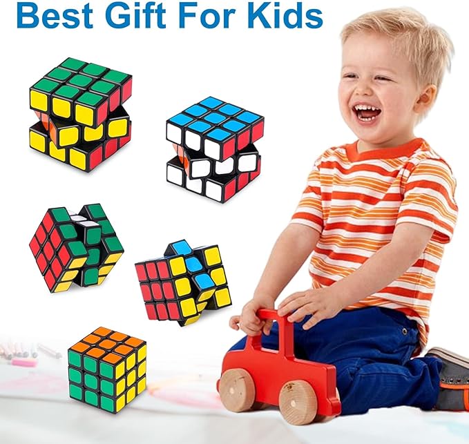 24 Pack Mini 3x3 Cube Puzzle, 1.18 Inch Small Twisty Brain Teaser, Pocket Size Magic Cube Toy for Kids, School Rewards & Classroom Prizes, Birthday Party Favors
