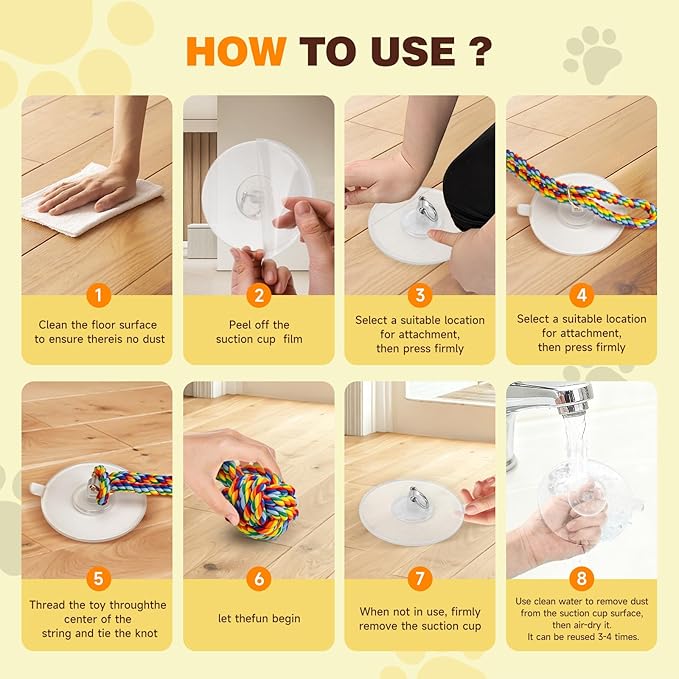 Interactive Dog Toys, Gel Suction Cup Design, Cotton Rope Ball with Built-in Bell, Puppy Teething Toys, Tug of War Dog Toy, Dog Puzzle Toy for Small Dogs, Rainbow