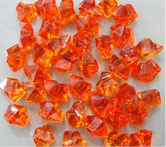 Ivie Colorful Crystal Stone Acrylic Glass Transparent Stone for Fish Tank,Aquarium,Terrariums,Vase,Plants,Garden Decoration (200grams) (orange)