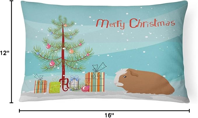 Caroline's Treasures CK4440PW1216 Crested Guinea Pig Merry Christmas Canvas Fabric Decorative Pillow Machine Washable, Indoor Outdoor Decorative Pillow for Couch, Bed or Patio, 12HX16W