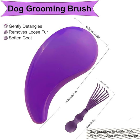 Gentle Grooming Puppy Brush with Gift Box , Fit for Small Dog , Yorkie, Shih Tzu, Maltipoo, Maltese and Pomeranian ,Toy Poodle Accessories, Soft Bristle (Dark Purple)
