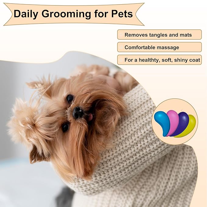 Gentle Grooming Puppy Brush with Gift Box , Fit for Small Dog , Yorkie, Shih Tzu, Maltipoo, Maltese and Pomeranian ,Toy Poodle Accessories, Soft Bristle (Rose Gold)