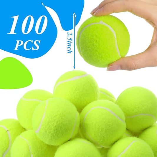 Skylety 100 Pcs 2.5 Inch Squeaky Tennis Balls Bulk for Dogs Bouncy Floatable Tennis Balls Dog Playing Supplies Training Interactive Fetch Toys Indoor and Outdoor for Small Medium Puppy (Green)