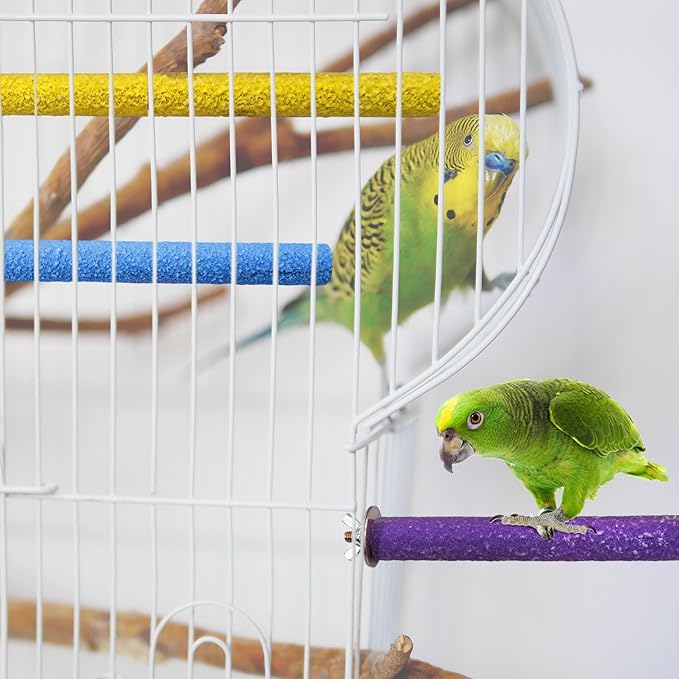 PINVNBY PIVBY Bird Perches for Cage Colorful Parrot Stand Toy Platform Paw Grinding Stick for Small Medium-Sized Bird Parakeet Cockatiel Conure Budgies Lovebird Canary Colors Vary Pack of 3