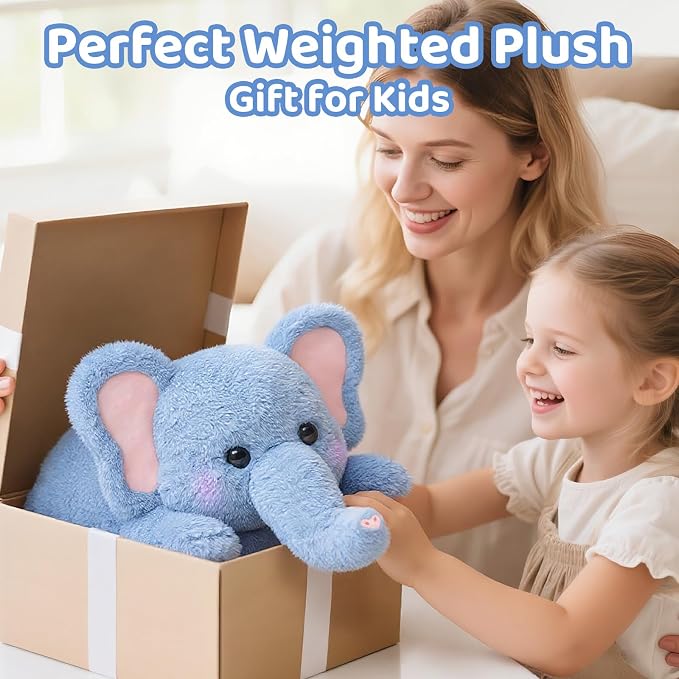 Mewaii Weighted Stuffed Animals with Microwavable Heating Pad - 5 lbs Adjustable, Heatable & Coolable Elephant Plush for Realistic Hug, Removable Inner Pad, Perfect Plush Gift for Kids (23 Inch)