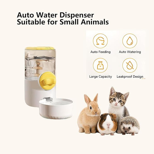 GPY Automatic Hanging Gravity Siphon Water Dispenser, 30oz Large Capacity Rabbit Water Bottle Guinea Pig Bunny Water Dispensers Small Animal Water Bottle(Water Dispenser only, Yellow