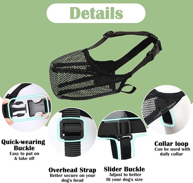 Mayerzon Dog Muzzle, Soft Mesh Muzzle for Small Medium Large Dogs Anti Bite Scavenging, Breathable Adjustable Mouth Guard for German Shepherd Labrador Golden Retriever in Grooming Walking Vet Visits