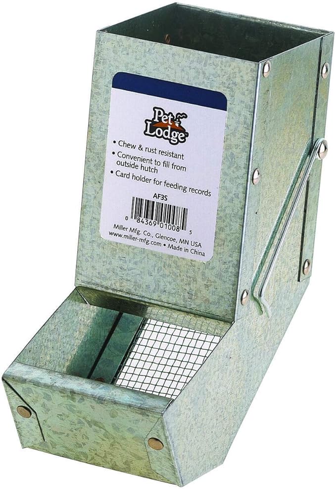 Pet Lodge® Steel Small Animal Feeder with Sifter Bottom | Cage Rabbit Feeder | Holds Several Days Worth of Food | 3 Inch