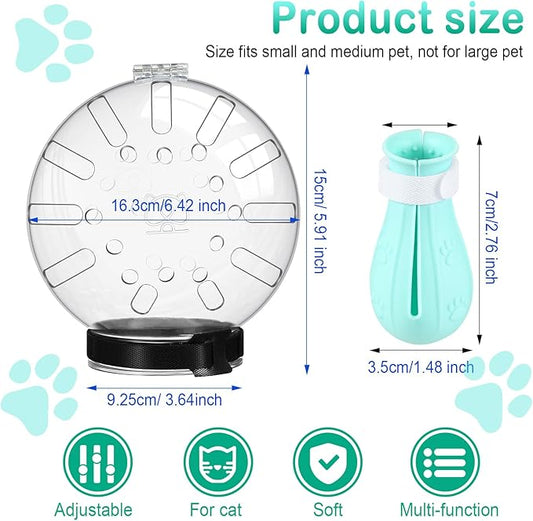Cat Muzzle for Grooming Cat Adjustable Hood with Paw Covers, Kitten Breathable Anti Bite Muzzles Anti Scratch Boots Silicone Pussy Shoes Boots Kitten Paw Protector for Pet Bathing Shaving(Extra Large)