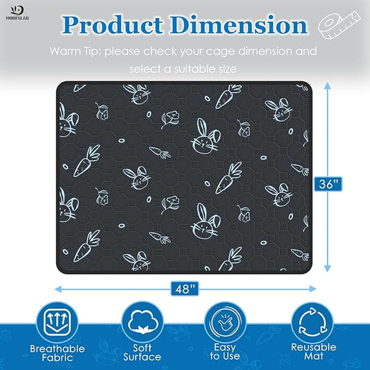 2-Pack Guinea Pig Cage Liner Washable, 36in x 48in Ultra-Absorbent Guinea Pig Bedding for Cage Non-Slip Leak-Proof Pee Pads for Dogs Rabbit Bunny Cat Litter Mat, Navy