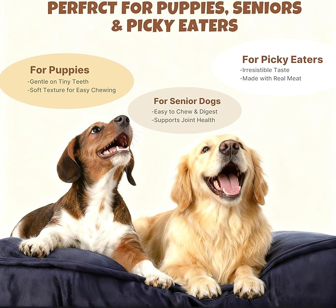M-PETS Beef Chicken & Apple Lickable Dog Treats,Soft Healthy Dog Snacks in Squeeze Tubes for Puppies & Seniors,Reward Training or Food Topper,Low-Calorie Puree for Joint & Digestive Support – 8 Pack