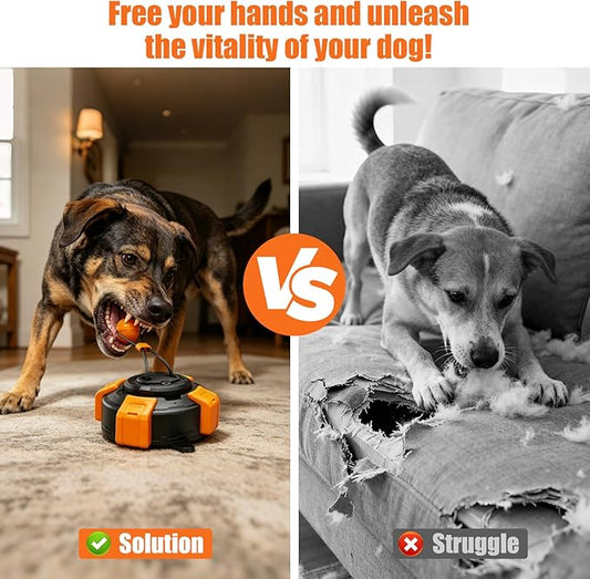Interactive Dog Toys Upgraded Strong Tug-of-War Dog Toy Mentally Stimulating Toys for Dog Tug of War Dog Toy for Aggressive Chewers Durable Puppy Molar Chew Toy with Teeth Cleaning Dog (Black-orange)