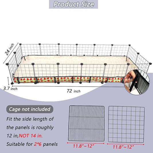 Guinea Pig Cage Liner,Washable Waterproof Oxford Cloth Cage Liners for Small Animals,Hamster Chinchilla Hedgehog Rabbit and Other Small Animals Not Include Cage (24x72 inches)