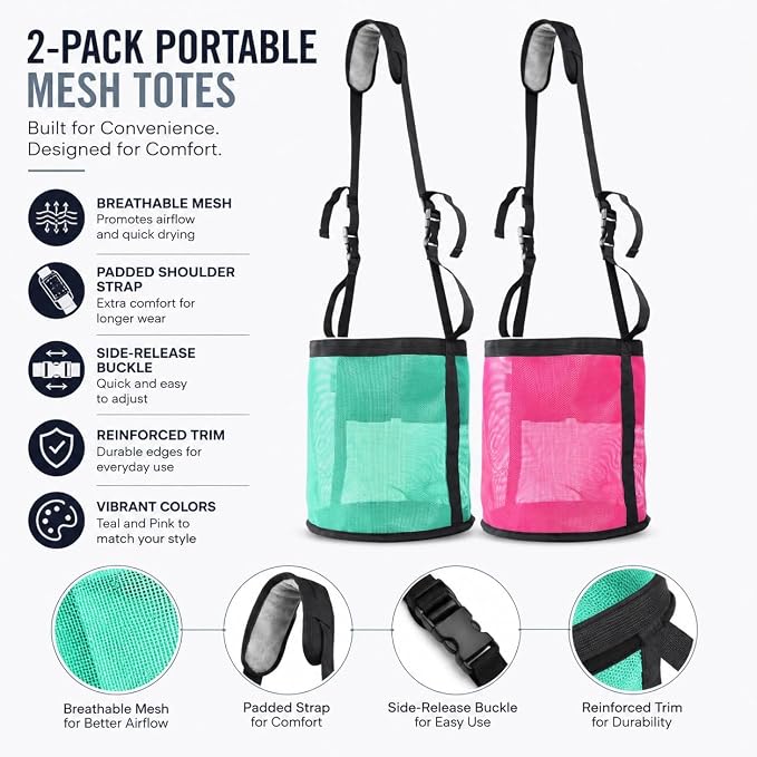 Horse Feed Bag,Heavy Duty Muzzle Feed Bag with Adjustable Strap,Comfort Neck Pad,Nose Pad and Double Waterproof Bottom Mesh Feed Bags for Horse Pack of 2