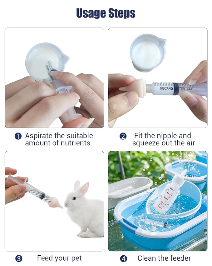Pet Feeding Kit, Kitten Bottle Feeding Kit, Newborn Kitten Supplies, Fit for Feeding Newborn Puppies, Kitten, Squirrel, Rabbit, Hamster, 1 Milk Bottles, 2 Pet Nipple