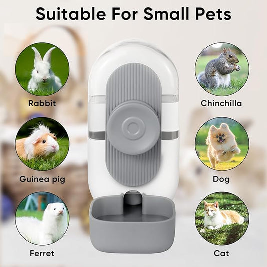 Lemtrflo 28oz Hanging Automatic Water Dispenser,Rabbit Water Bottle,Bunny Guinea Pig Ferret Water Bowl for Cage,Suitable for Small Animal Puppies(Cage Grid Spacing Over 1.2'') (Gray)