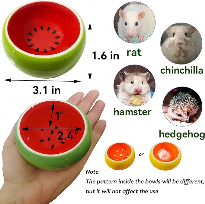 JSLZF Hamster Bowl Ceramic Rat Bowl Small Hamster Food Dish Prevent Knocking Over, Food Splashing and Chewing Feeding Dish for Gerbil Chinchilla Rat Ferret (3 PCS)