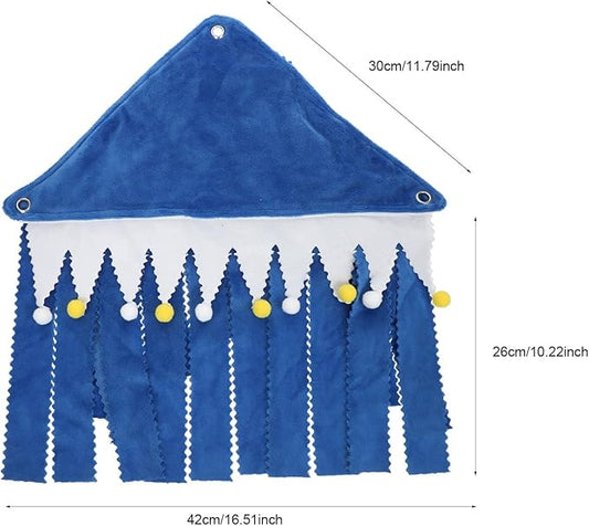 Milisten Small Pet Tassel Tent Corner Hideout with Hammock for Hamsters Guinea Pigs Rabbits Blue Cozy Small Animal Hideaway Bed for Cage Habitat