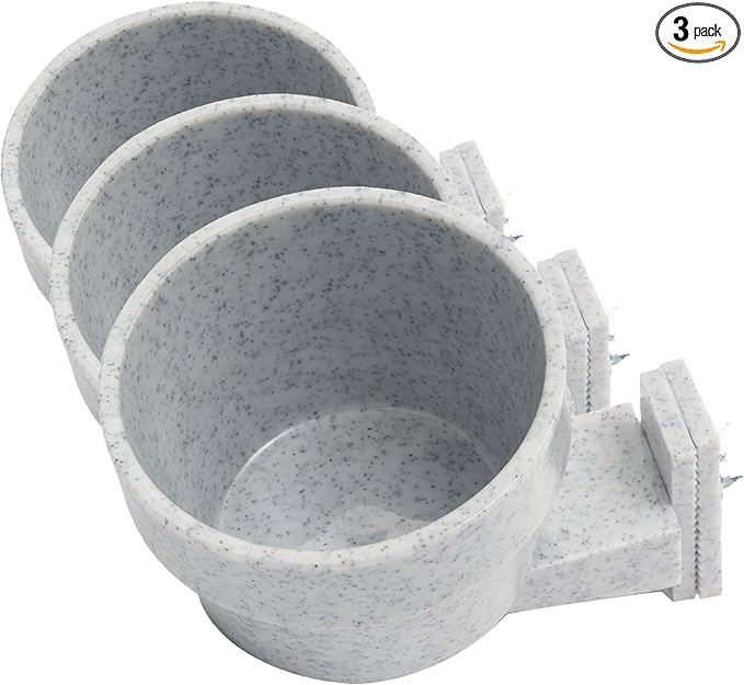 Lixit Quick Lock Removable Cage Bowls for Rabbits, Birds, Dogs, Cats, Gunea Pigs and Other Small Animals. (10oz, Granite) (Pack of 3)