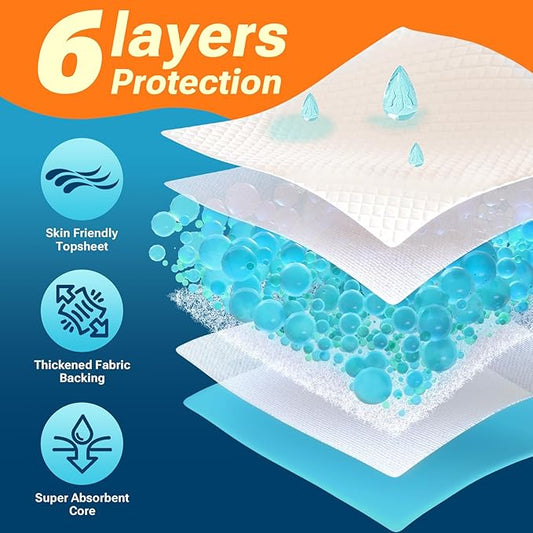 CLEAN SPACES 30" x 36" 50 Count Super Absorbency Disposable Bed Pads for Adults, Leakproof Quick Drying Underpads for Adults Baby Puppy, Incontinence Pads, Puppy Pad Dog Training Pee Pads