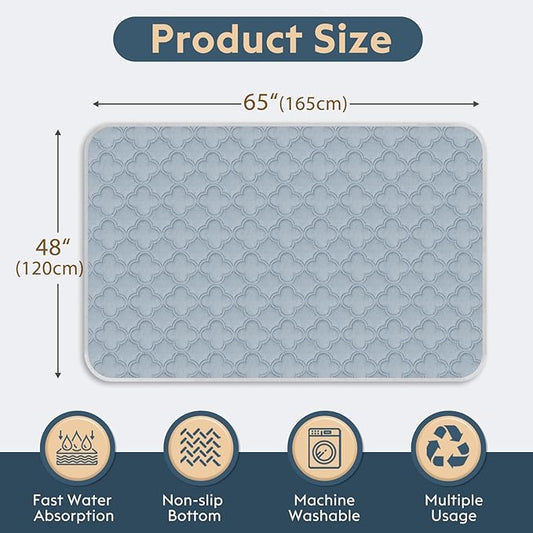 FunFurry Washable Pee Pads for Dogs - 1 Pack Reusable Pee Pads,Waterproof Puppy Pads,Pet Training Pads,Super Absorbent with Dog Paw Shape Non-Slip Backing (Light Grey, 48" X 65" - 1 Pack)