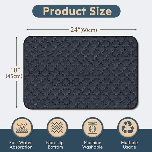FunFurry Washable Pee Pads for Dogs - 2 Pack Reusable Pee Pads,Waterproof Puppy Pads,Pet Training Pads,Super Absorbent with Dog Paw Shape Non-Slip Backing (Dark Grey, 18" X 24" - 2 Pack)