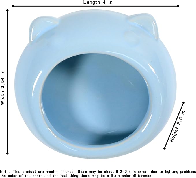 Ceramic Small Pet Hamster Food Bowl – Spill-Proof Guinea Pig & Hedgehog Dish – Durable, Easy to Clean, Non-Tip Design for Small Pets (Blue)