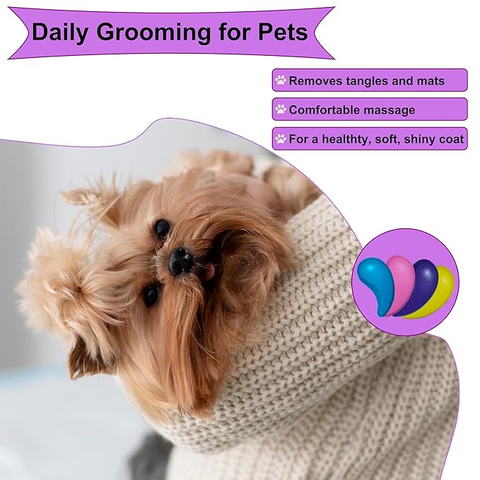 Gentle Grooming Puppy Brush with Gift Box , Fit for Small Dog , Yorkie, Shih Tzu, Maltipoo, Maltese and Pomeranian ,Toy Poodle Accessories, Soft Bristle (Dark Purple)