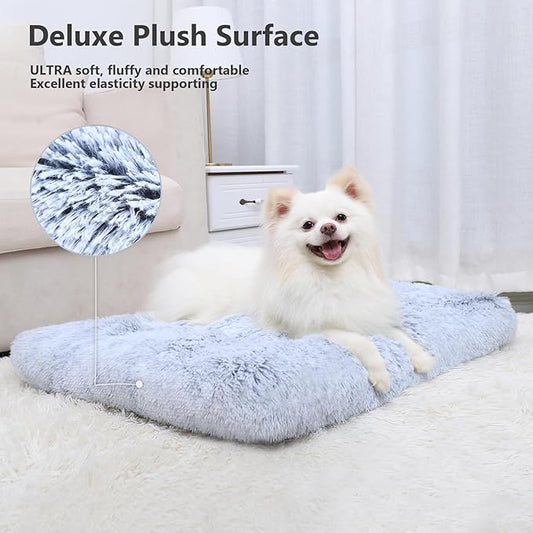 Vonabem Medium Dog Bed Washable, Soft Puppy Crate Beds for Medium Small Dogs and Cats, Plush Soft Puppy Pet Beds, Anti-Slip Dog Cage Mats for Sleeping, Kennel Pad 30 Inch Grey