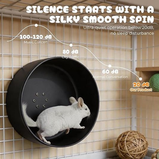 15" Silent Chinchilla Running Wheel, Aluminum Alloy Noiseless Exercise Wheel, Small Animal Running Wheel, Ultra Smooth Bearing, Large Comfort Wheel for Chinchilla, Hamster, Hedgehog & Small Pets