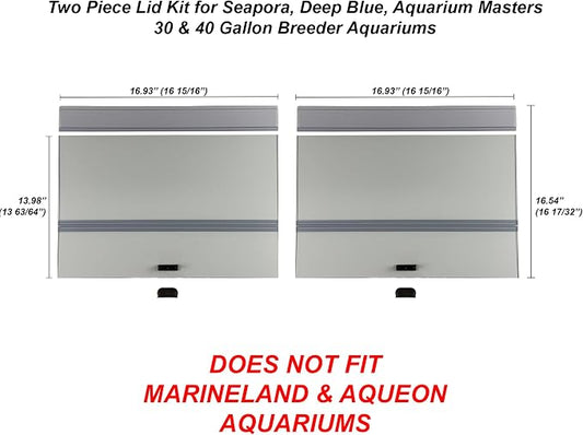 H2Pro Glass Canopy Aquarium Lid for Fresh & Saltwater Fish Tanks (S36GT for Seapora 30 & 40 Breeder Aquariums)