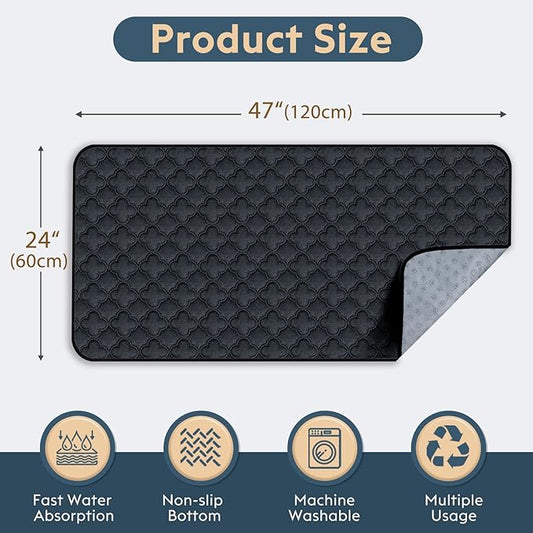 FunFurry Washable Guinea Pig Cage Liner - 4 Pack Reusable Washable Pee Pads,Waterproof Guinea Pig Bedding for Small Animal - Rabbit Bunny Hamster Puppy (Dark Grey, 24" X 47" - 4 Pack)
