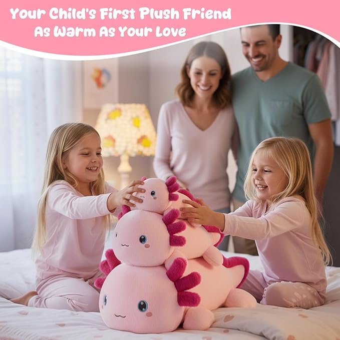 SQEQE Weighted Stuffed Animal Axolotl, Soft Weighted Axolotl Plush Toy, Cute Hugging Pillow Gift for Kids Adults, Home Decoration Valentines Gifts Birthday Present 13.8 Inch, 1.7 Lb