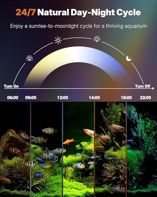 Pawfly 10 W Aquarium LED Light 20 Inch 24/7 Fish Tank Light with Full Spectrum Brilliant White Blue Red Green Lights Multi-Colored LEDs with D/N Mode Single Color Effects Timer & Adjustable Brightness