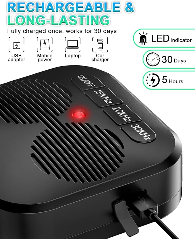 Anti Barking Device for Dogs, Dog Bark Deterrent Device, Rechargeable Ultrasonic Bark Box with 3 Modes, Safe & Effective 33FT Ultrasonic Bark Control Device Indoor, Outdoor & Garden Use (Black)