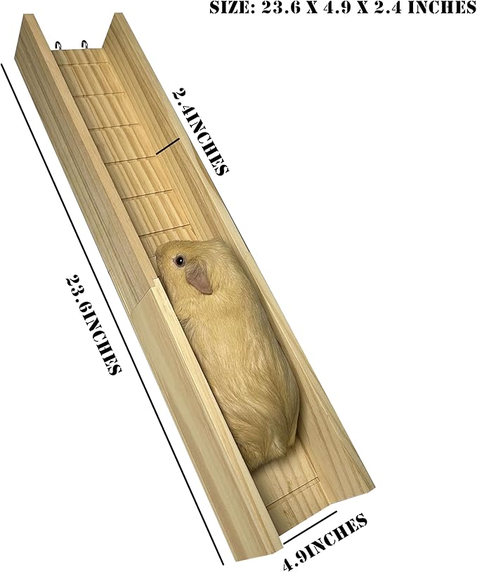 Guinea Pig Cage Bridge, Small Animal Wooden Ladder Ramp, Guinea Pig Cage Accessories Second Floor Link Bridge for Guinea Pigs, Ferrets, Hamsters (60CM/23.6IN)