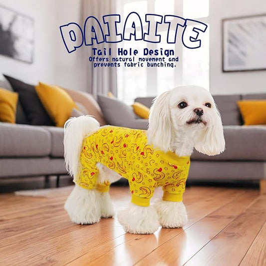 Paiaite Dog Pajamas Onesie: Comfortable Four-Legged Apparel for Small, Medium, & Large Dogs, Polyester Material for Comfort, Wrinkle Resistance, Moisture Wicking, Stretchiness Rotating Duck 4XL