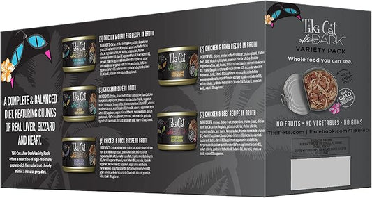Tiki Cat After Dark Wet Cat Food, Variety Pack, 2.8 oz. Cans (12 Count)