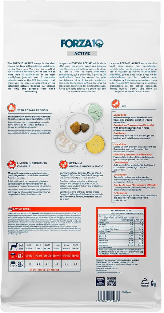 Forza10 - Dog Food, Vet-Approved Renal Pet Food with Omega‑3, Non-GMO, Dry Dog Food for Kidney Support, Made in Italy (8.8 lb)