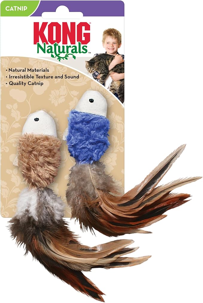KONG - Cat Naturals Crinkle Fish - (2 Pack) Natural Materials, Includes Premium North American Catnip (Colors Vary)